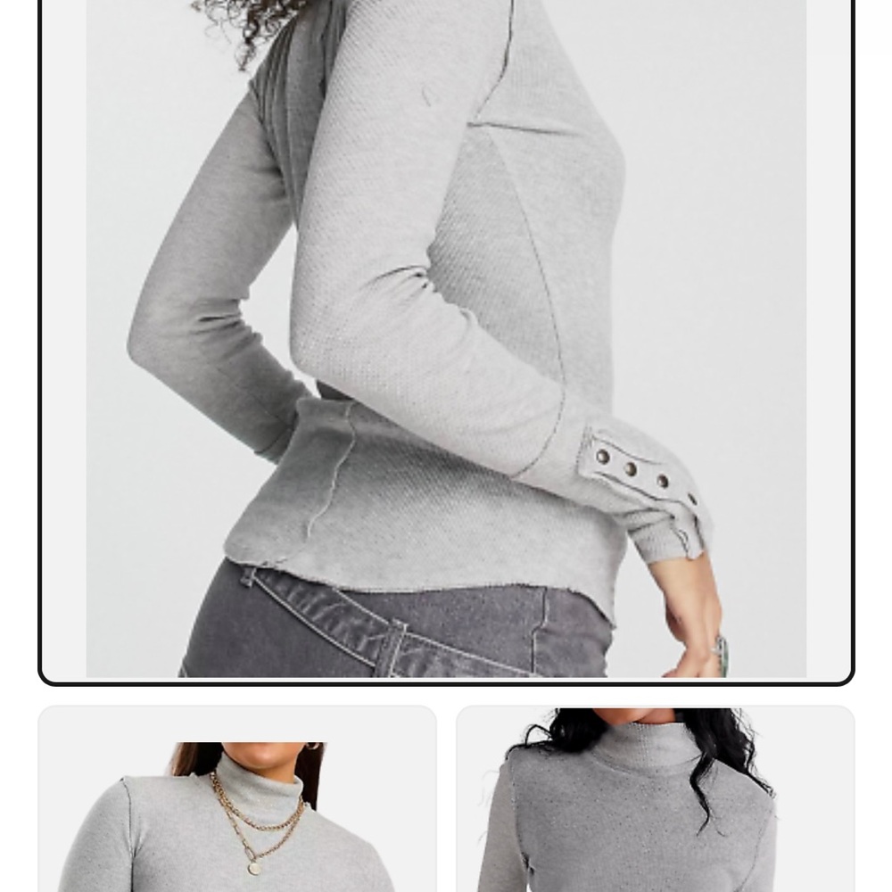 We the free blue cotton turtleneck in size S